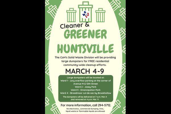 City Initiates Cleaner Greener Huntsville This Week