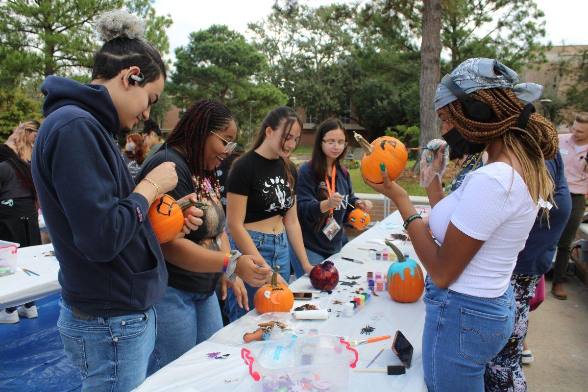 Carving pumpkin fun with Program Council