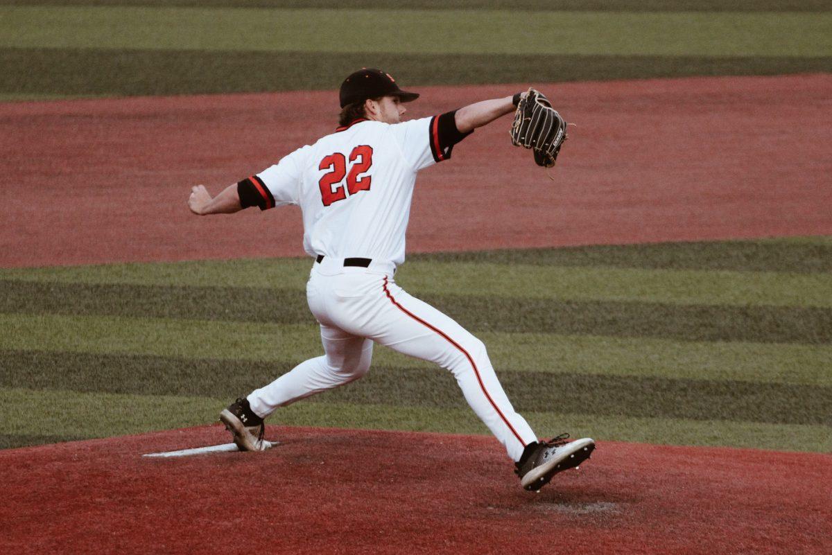 Pitcher throwing a nice and steady pitch