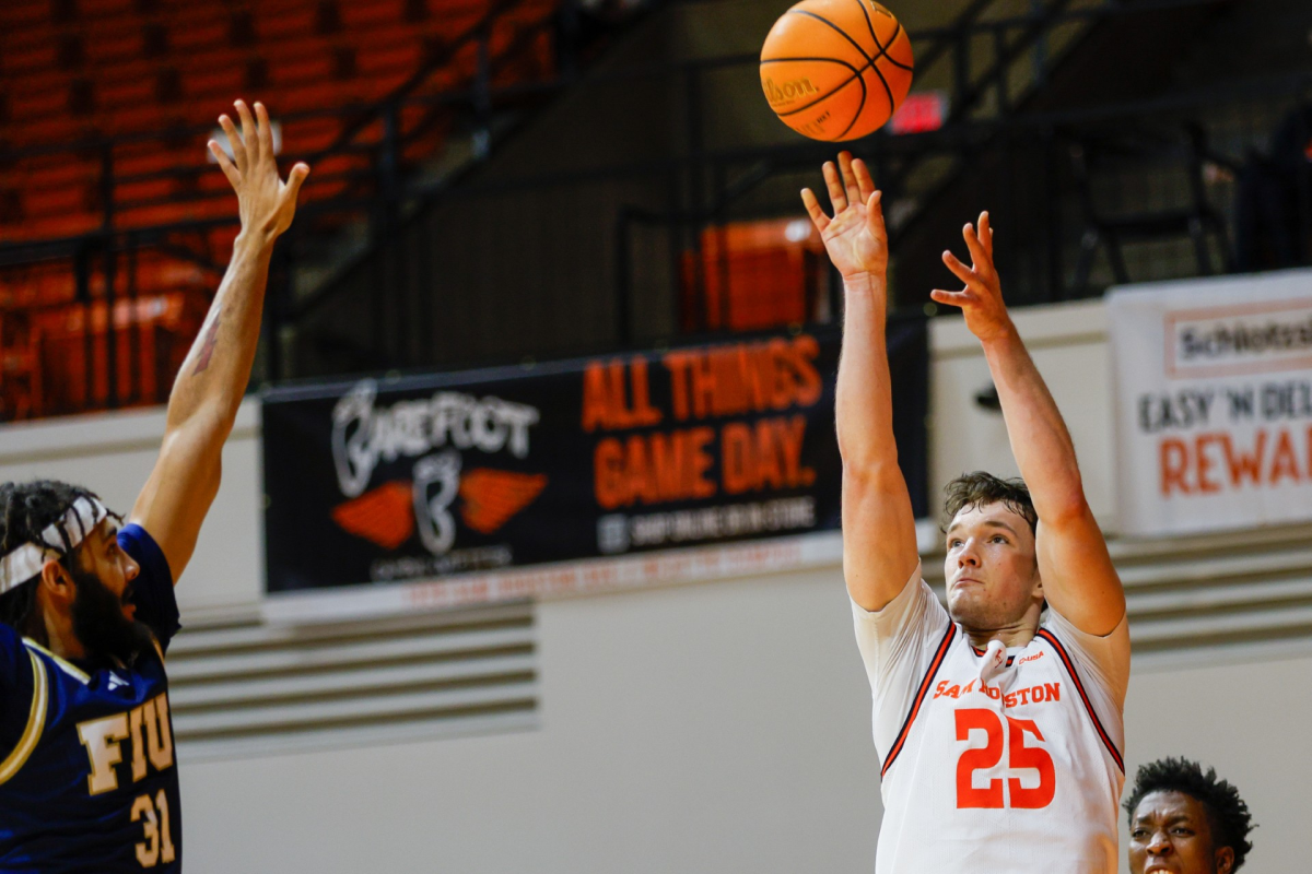 Sam Houston forward Cameron Huefner attempts a shot during a game against Florida International on Jan. 11 at Johnson Coliseum in Huntsville.
(Courtesy of SHSU Athletics)