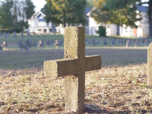 An unmarked grave is pictured at Captain Joe Byrd Cemetery in Huntsville.