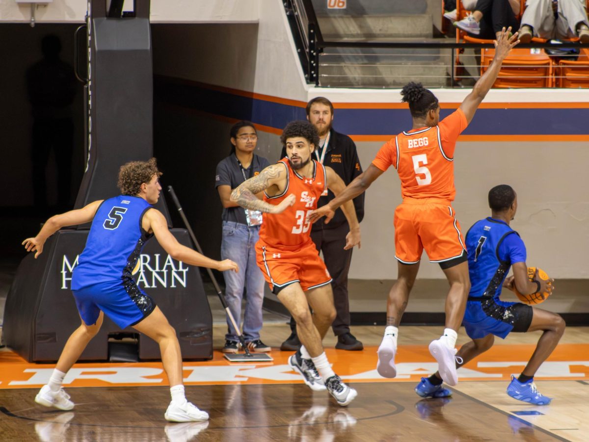The Sam Houston men's basketball competes in a game against LeTourneau  earlier this year at Johnson Coliseum.