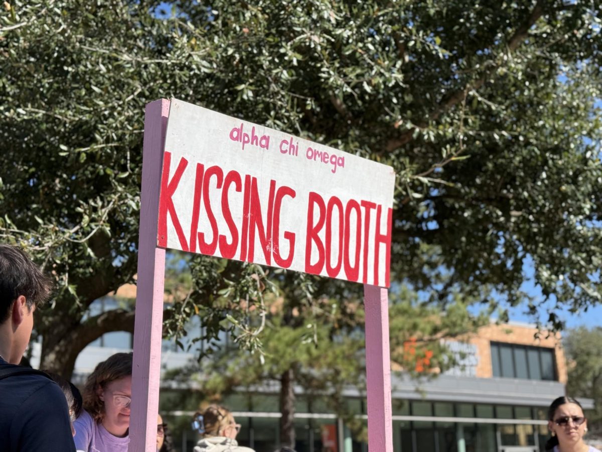 A "kissing booth" display is pictured during an event held by Alpha Chi Omega on Monday in the Frank Parker Plaza.