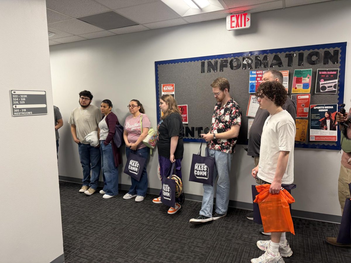 Prospective SHSU students tour the Dan Rather Communication Building as part of the Saturday @ Sam event on March 7.